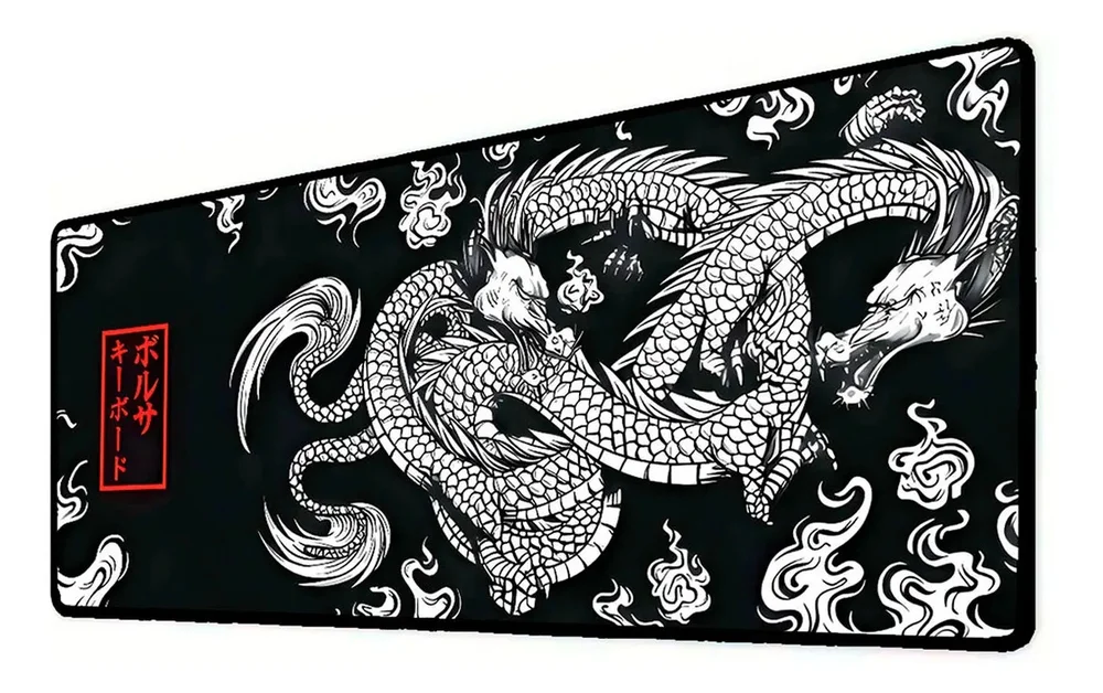 Novo Mouse Pad Gamer Deskpad Speed Extra Grande Borda Costurada Profissional 80x40  - Dragão Chinês Japonês