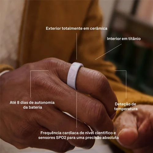 Imagem 2 de 5 do produto Anel Inteligente Smart Ring Oura Ring 4 Ceramic  Cloud  Tamanho 6