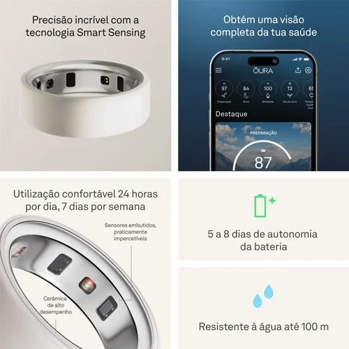 Imagem 4 de 5 do produto Anel Inteligente Smart Ring Oura Ring 4 Ceramic  Cloud  Tamanho 6