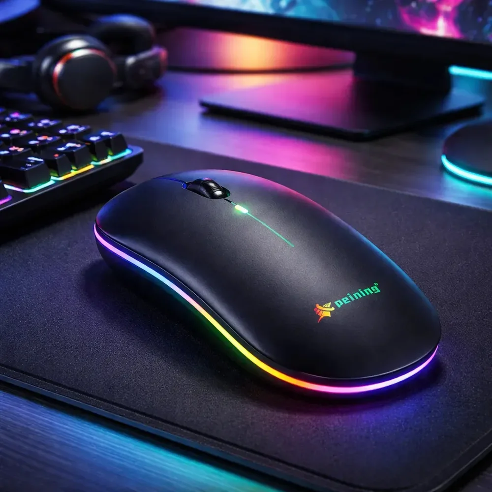 Imagem 2 de 4 do produto Mouse Sem Fio Bluetooth Recarregável LED Ergonômico