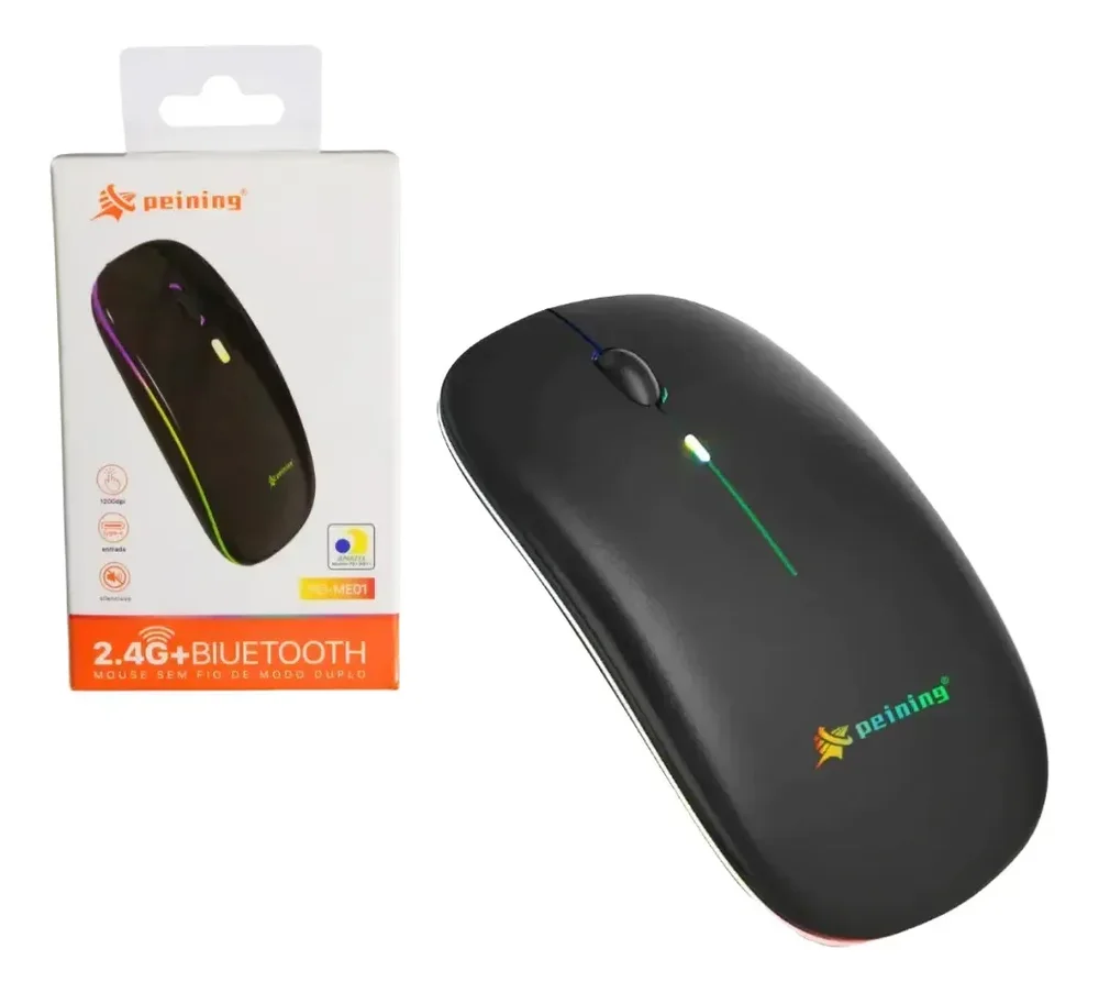 Imagem 4 de 4 do produto Mouse Sem Fio Bluetooth Recarregável LED Ergonômico