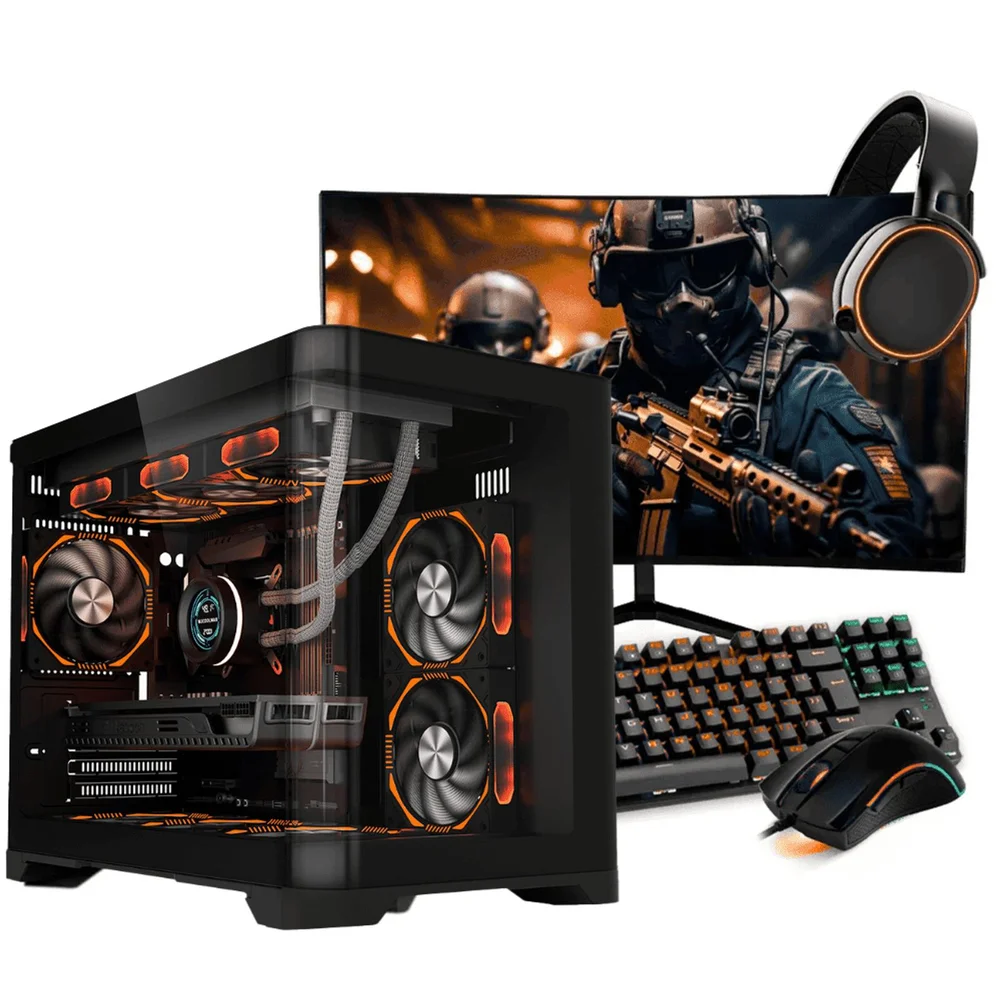 PC Gamer Completo Ryzen 5 5500, RTX 5060, 16gb Ddr4, SSD Nvme 500gb, 600w 80 Plus, Jlj7uw3r-e