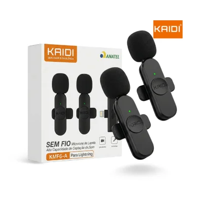 Microfone Sem Fio Lapela Kaidi Kmf6-a Tipo A Para Ios Plug And Play 2 Microfones F7