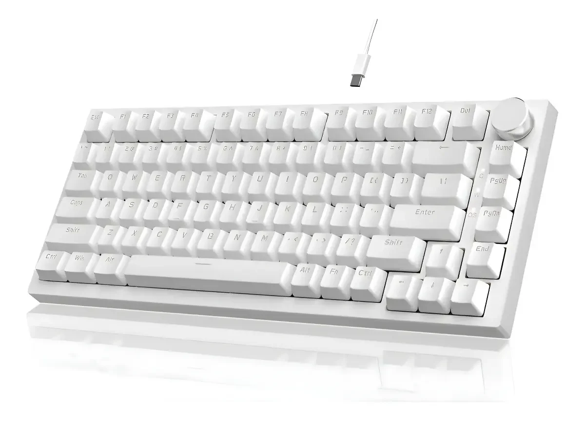 Teclado Mecânico Gamer Ajazz Ak820 Branco - Layout 75% Compacto, Switch Gateron Black, Com Fio, Iluminação RGB
