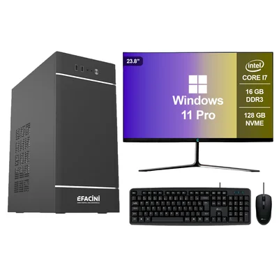 PC Computador Completo Efacini Intel Core i7 3ª Gen 16gb WINDOWS 11 Pro SSD 128GB