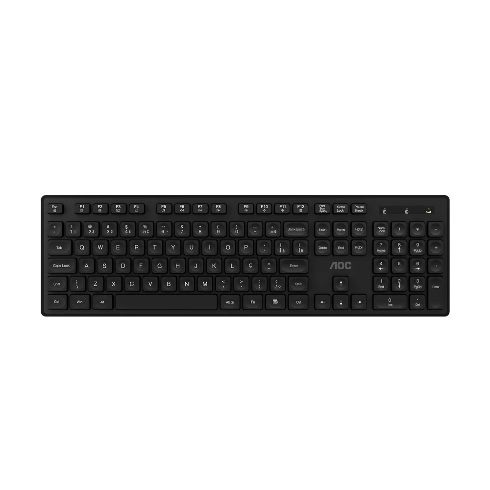 Imagem 3 de 5 do produto Kit Teclado E Mouse Sem Fio Aoc Abnt2 Ç Slim Lançamento