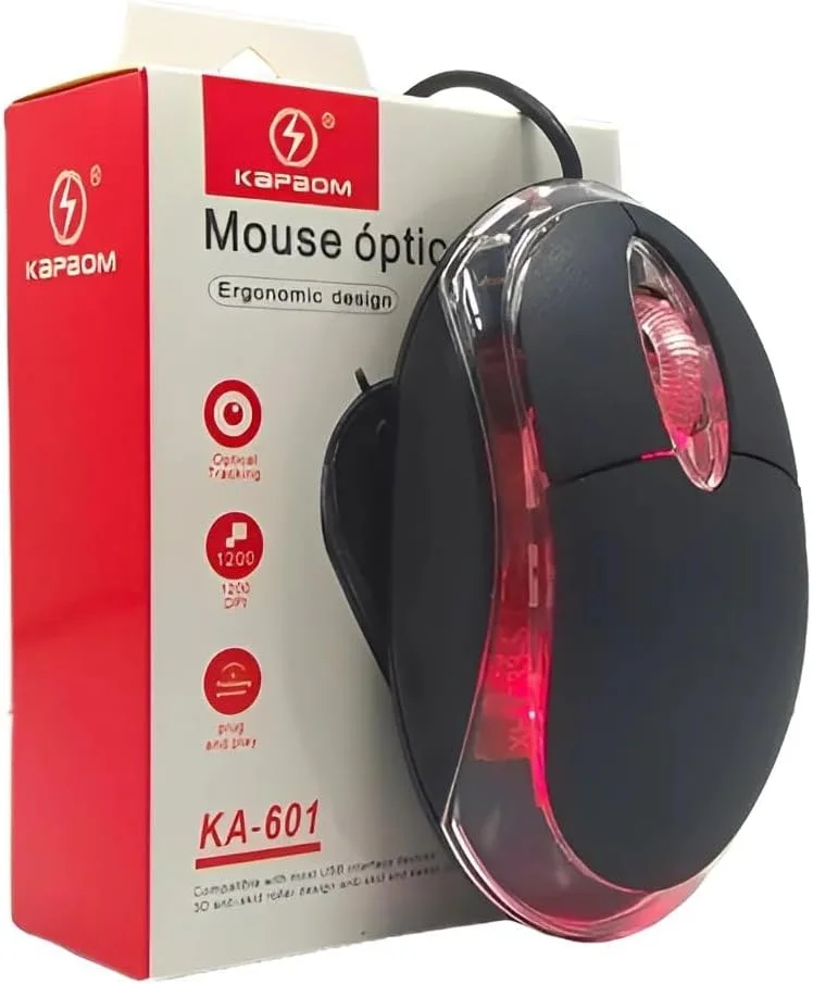 Imagem 2 de 4 do produto Mouse Òptico Preto Com Fio Notebook Smartphone PC Ka - 601