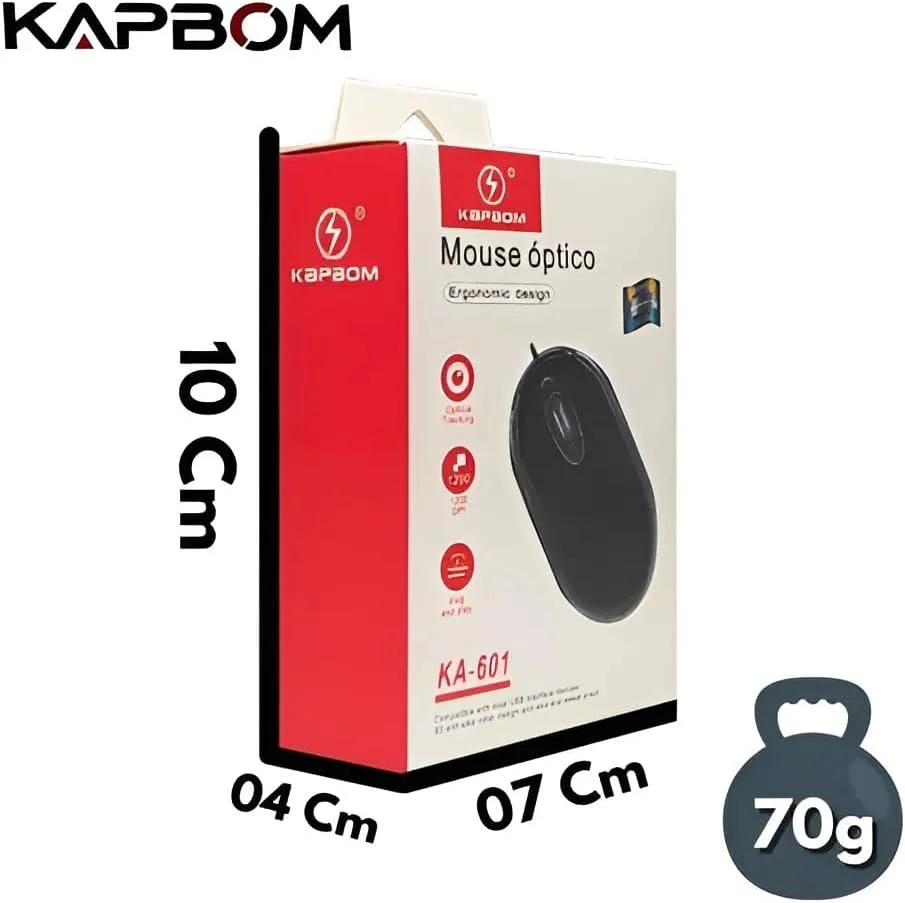 Imagem 4 de 4 do produto Mouse Òptico Preto Com Fio Notebook Smartphone PC Ka - 601