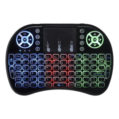 Mini Teclado Wireless Keyboard Com Touchpad Com LED Usb Android Console E Tv RGB