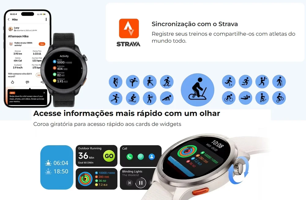 Imagem 2 de 5 do produto Smartwatch Haylou Solar Neo 2, Conexão Strava, Notificações, Chamadas, Assistente Voz - Prata