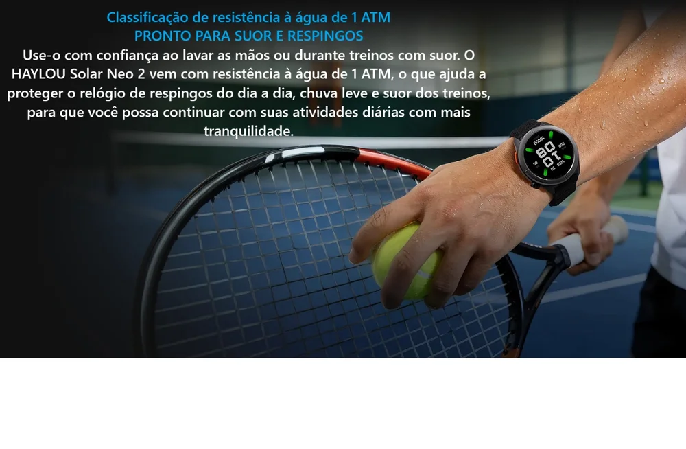 Imagem 5 de 5 do produto Smartwatch Haylou Solar Neo 2, Conexão Strava, Notificações, Chamadas, Assistente Voz - Prata
