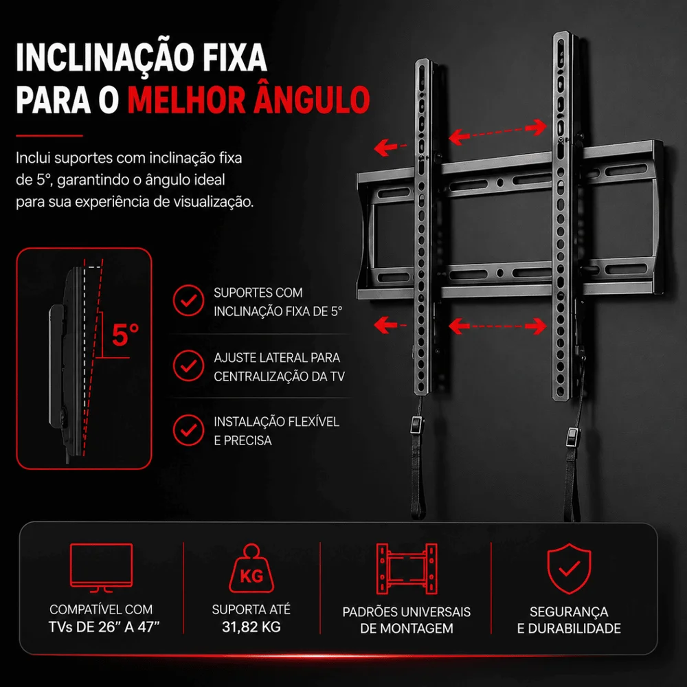 Imagem 5 de 5 do produto Suporte Fixo  Tv 26" A 47" Secura Qll12-b2  Sistema Travamento