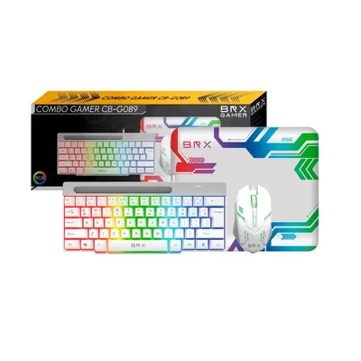 Kit Gamer Brx G089w Teclado Mouse E Pad Branco