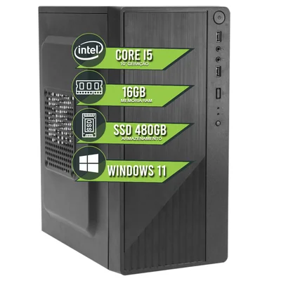 Computador PC Intel i5 10ª Ger 16gb Ddr4 Hd SSD 480GB Pronto Pra Uso