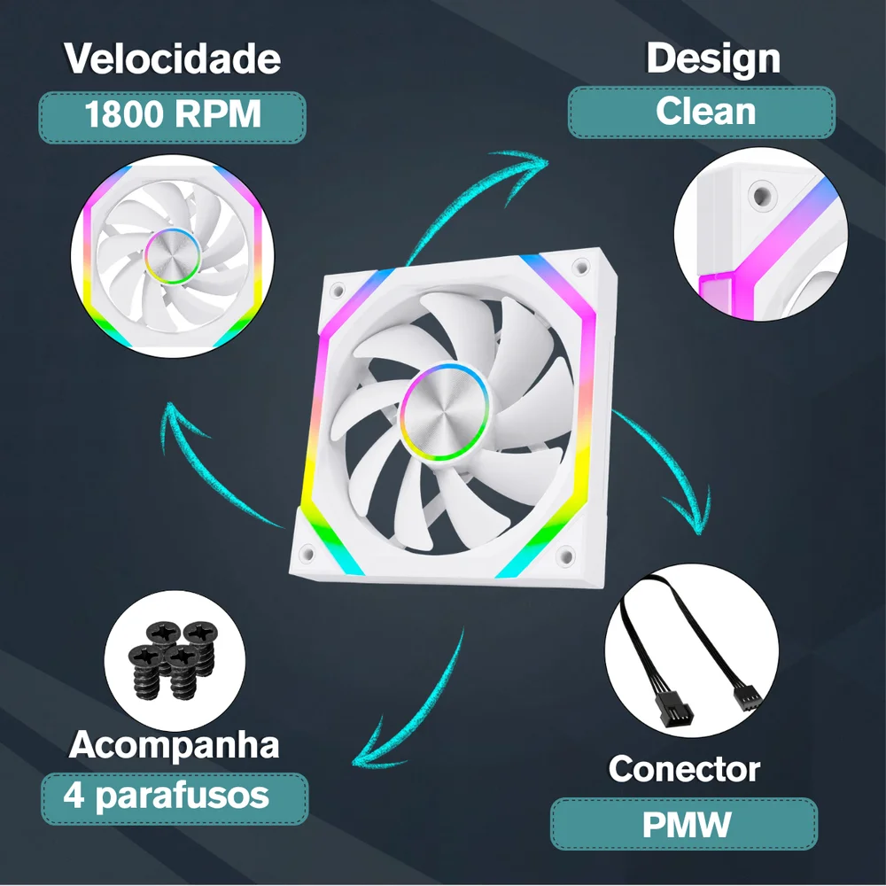 Fan Rise Mode Magneto X White ARGB 120mm 4P PWM 6