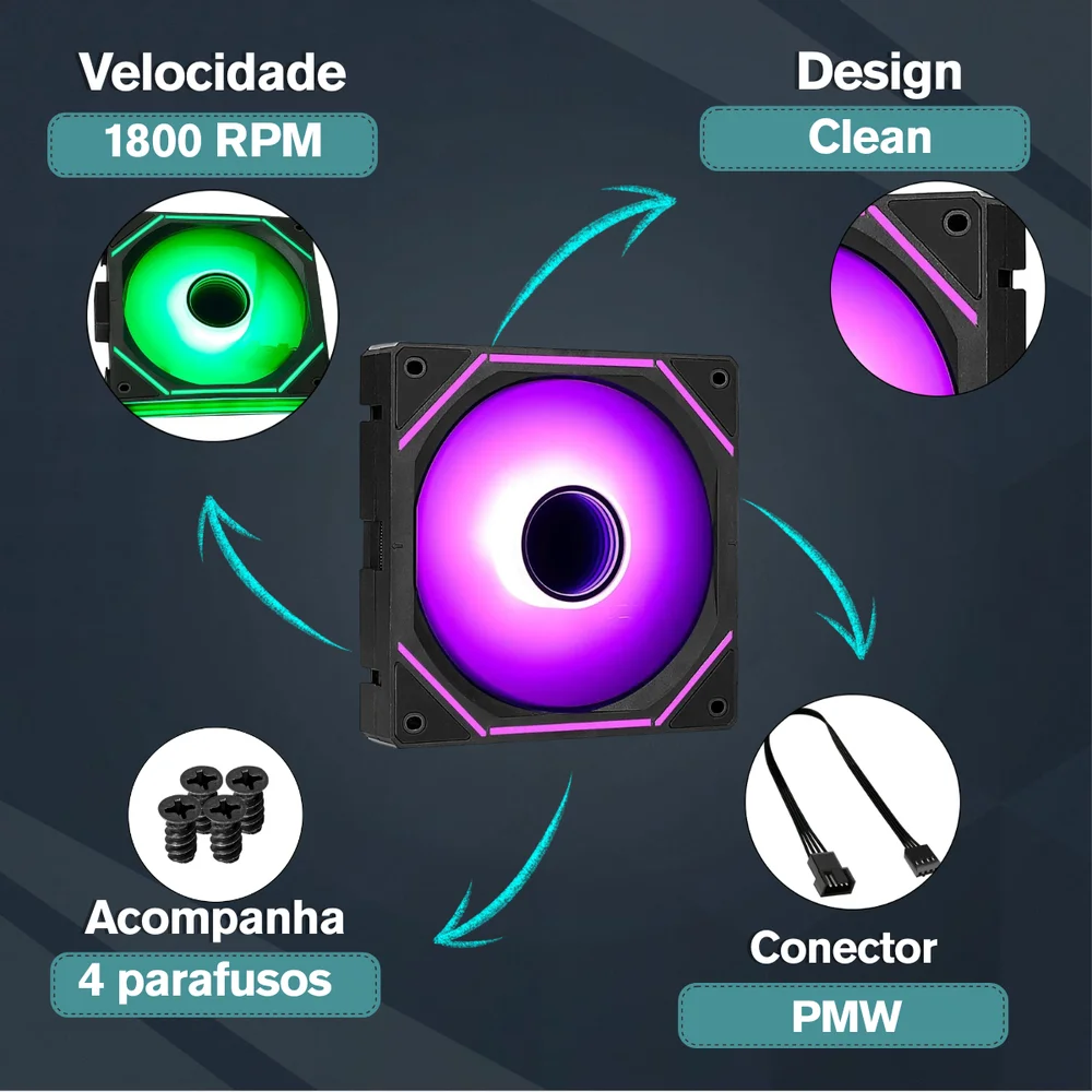 Fan Rise Mode Magneto X 120mm ARGB Preto 7