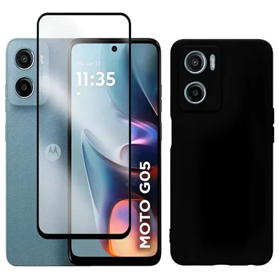 Capa Capinha Aveludada + Película 3d Vidro Para Motorola Moto G05