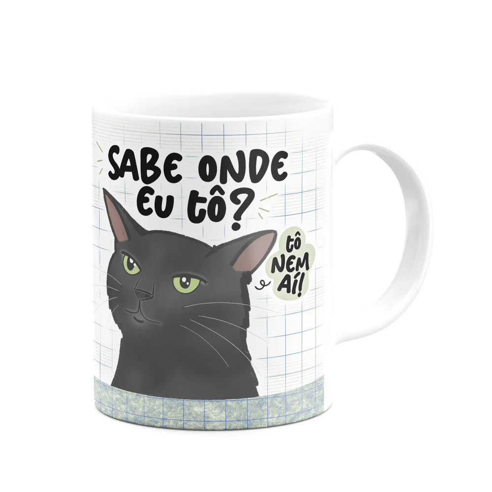 Imagem 4 de 5 do produto Caneca Geek Divertida Meme Gato - Sabe Onde Eu Tô? M2