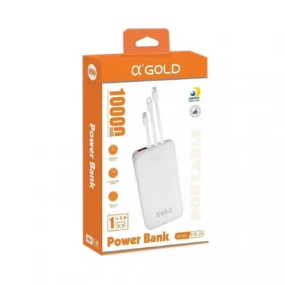 Power Banck Agold 10000mah Portatil Com Cabos Imbutidos Micro Lighting E Tipo C