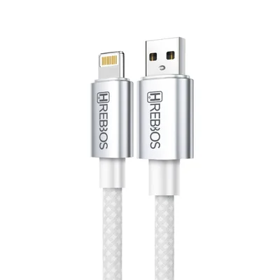 Cabo Hrebos Premium Cb-219i Usb-a Compativel Lightning 27w Branco Nylon Reforçado 1 Metro Compatível Com Iphone, Ipad