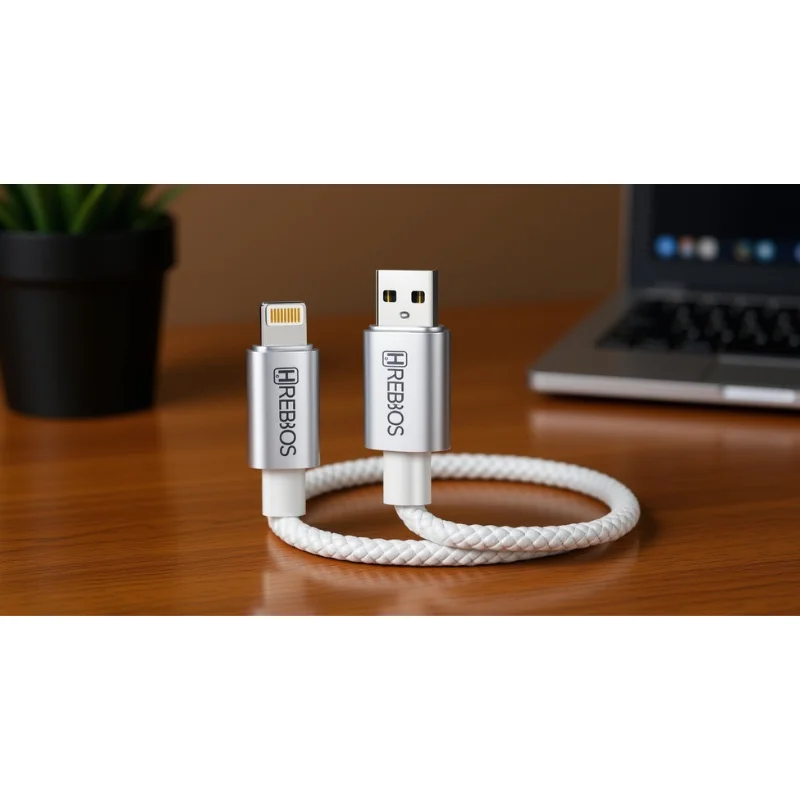 Imagem 4 de 4 do produto Cabo Hrebos Premium Cb-219i Usb-a Compativel Lightning 27w Branco Nylon Reforçado 1 Metro Compatível Com Iphone, Ipad