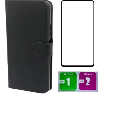 Kit Capa Carteira Estojo Flip + Película 3d Vidro Para Motorola Moto G17