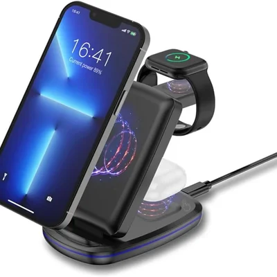 Carregador Magnético 3 Em 1 Sem Fio – Base Compativel Com Iphone, Apple Watch E Airpods – Carregamento Rápido 15w Com Design Premium