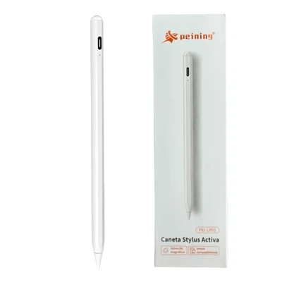 Caneta Touch Screen Capacitiva Universal Para Celular Tablet A8 A9 A9+ A11 A11+ Redmi Pad Ipad Iphone Smartphone Ponta Fina (branco)