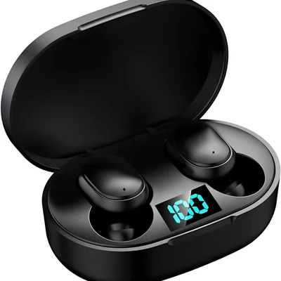 Fone De Ouvido Bluetooth 5.0 Tws Sem Fio Preto Intra Auricular Premium Com Visor De Bateria Compativel Com Todos Os Aparelhos