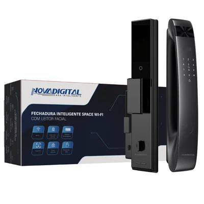 Fechadura Inteligente  Wi-fi Desbloqueio Facil Biometria Senha  App Preto Novadigital Sl-space