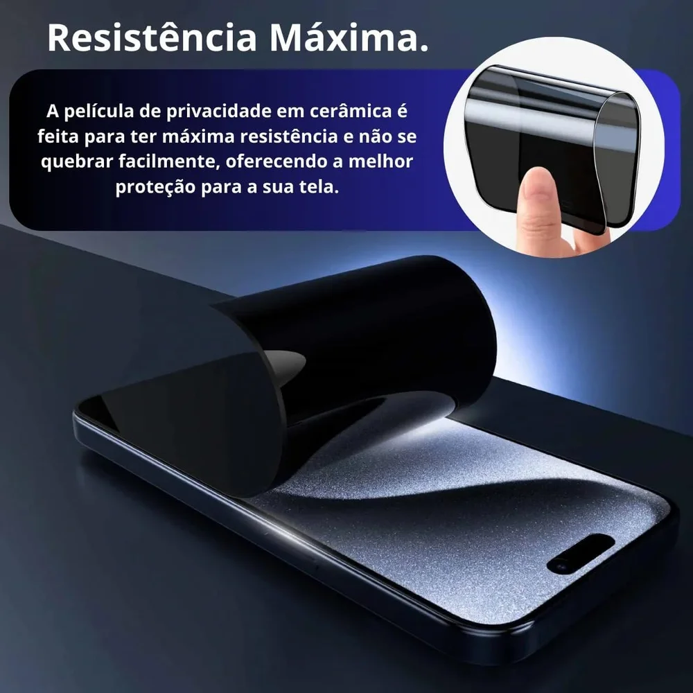 Imagem 3 de 4 do produto Película Privacidade De Tela Frontal 15/16 Pro Iphone Cerâmica De Privacidade Nano Gel Proteção Total Para Iphone 16/15 Pro Ceramica