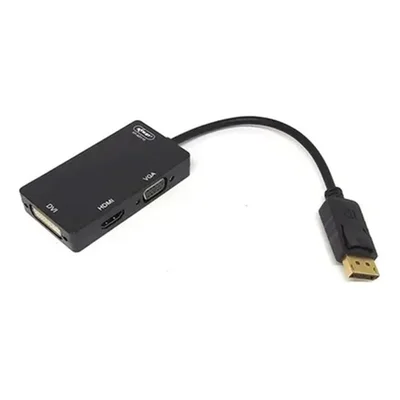 Adaptador De Video 3 Em 1 Displayport X HDMI Femea / Dvi Femea / Vga Femea
