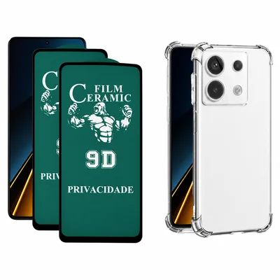 2un Película Fosca Privacidade + Capa Anti Impactos Para Xiaomi Poco X6 5g