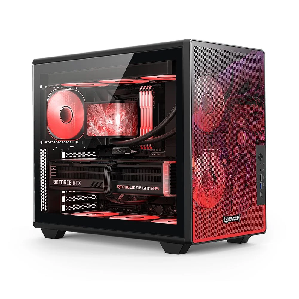 Gabinete Gamer Redragon Strafe Flow Dragon Atx Ca-618b Preto