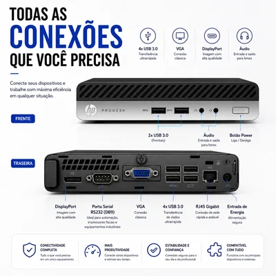Mini PC Hp Prodesk G3 i5 7 Geraço 8GB Ddr4 SSD