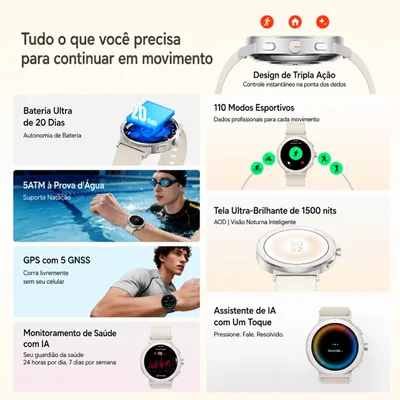 Smartwatch Realme Watch S5, Gps Integrado, Natação, Assistente De Voz, Chamadas, Tela AmoLED Cinza 15