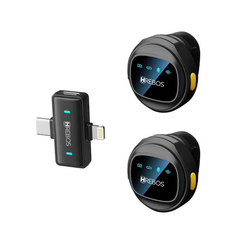 Microfone De Lapela Sem Fio Hrebos Airmic If-1000 Tipo-c E Compativel Lightning Ios Plug And Play Para Lives