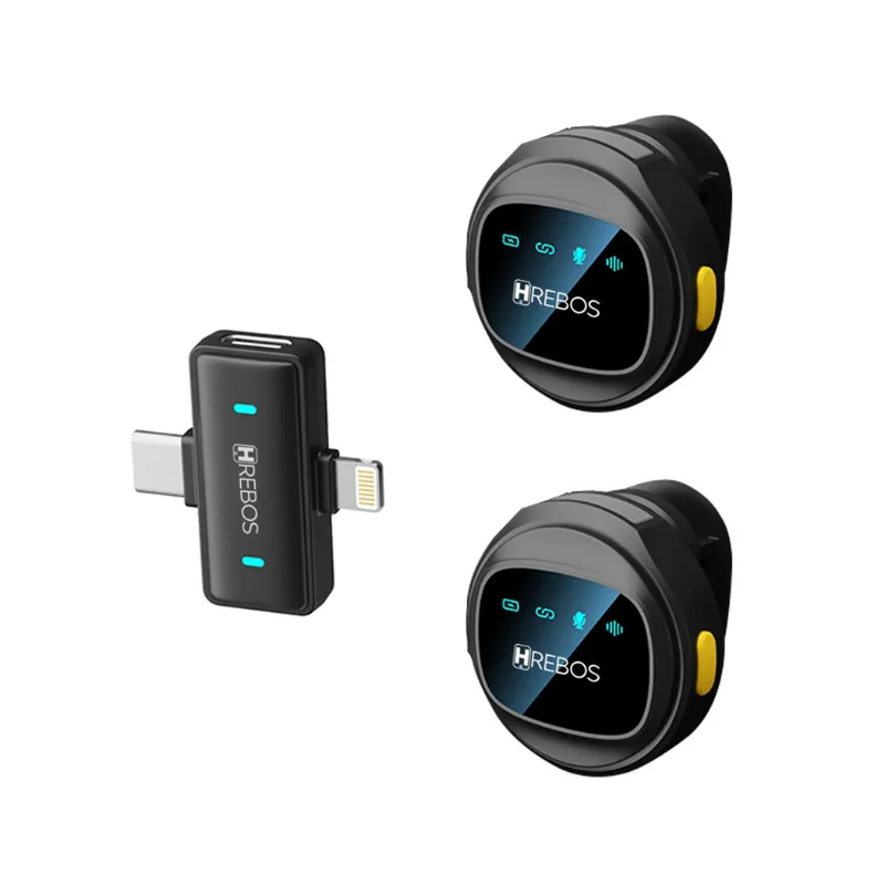 Imagem 1 de 5 do produto Microfone De Lapela Sem Fio Hrebos Airmic If-1000 Tipo-c E Compativel Lightning Ios Plug And Play Para Lives