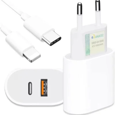 Carregador Iphone Kit Fonte E Cabo Turbo 20w Tipo C P/ Lightning