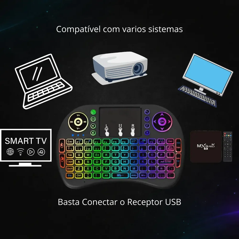 Imagem 3 de 5 do produto Mini Teclado Wireless PC Android Tv Smart