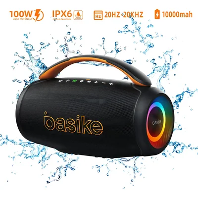 Basike 100w Caixa De Som Bluetooth 20hz - 20khz Boombox Tws Bass Boost 10000mah Ipx6 Caixa Som Portátil Eq Estéreo Alta Hifi Boombox Potente Festa