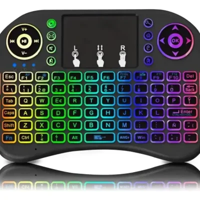 Mini Teclado Sem Fio Bluetooth Touchpad Iluminado, Preto