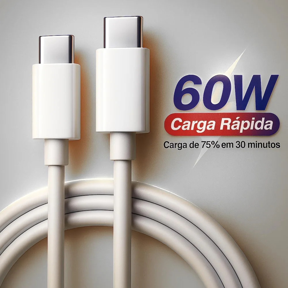 Imagem 2 de 4 do produto Cabo Usb-c Turbo 60w De 2 Metros Compatível Android E Iphone 15, 15 Pro E 15 Pro Max