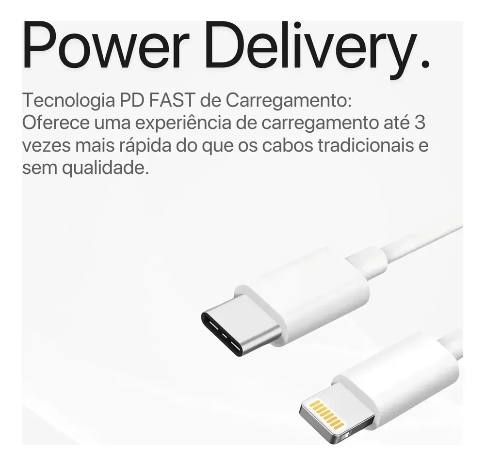 Imagem 3 de 4 do produto Cabo Usb-c Lightning 2m Carga Rápida Para Iphone