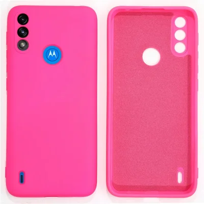Capa Moto E7 Power Silicone Aveludada Rosa-chiclete Lisa
