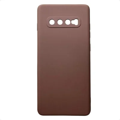 Capa Samsung S10 Silicone Aveludada Marrom-claro Lisa