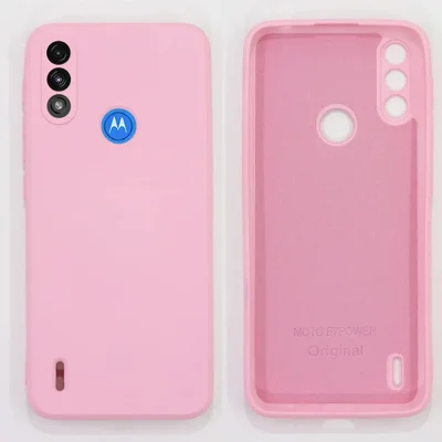 Capa Moto E7 Power Silicone Aveludada Rosa Lisa