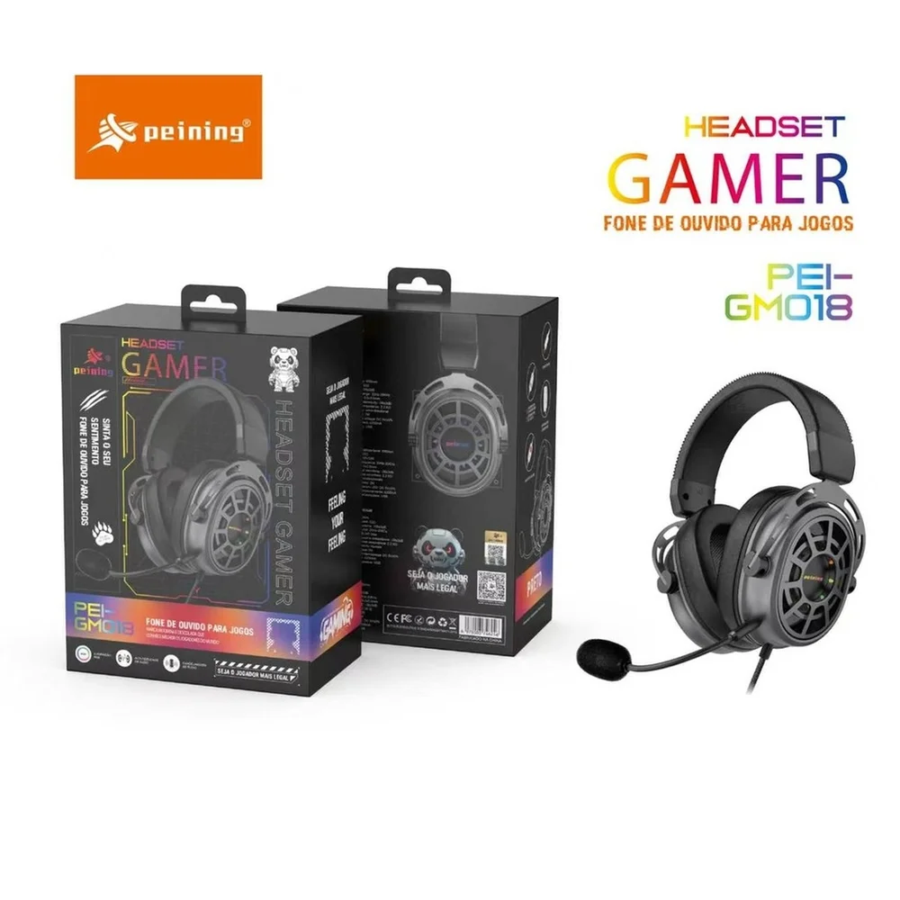 Fone De Ouvido Headset Gamer Usb LED Com Microfone Som Potente Cabo 2 Metros Para PC Gamer Pei-gm018 Fone De Ouvido Headset Gamer Usb LED Com Microfone Som Potente Cabo 2 Metros Para PC Gamer Pei-gm018