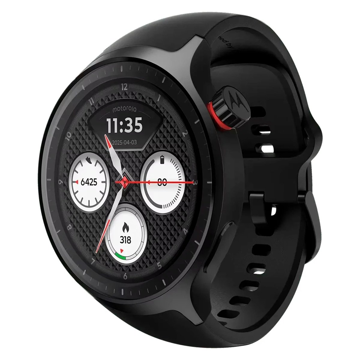 Smartwatch Motorola Moto Watch Powered By Polar, OLED 1.4" 47mm, Gps, Ip68, Pulseira Silicone Preto