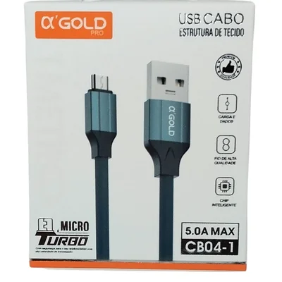 Cabo Micro Usb V8 Turbo 5.0a 1m Reforçado A'gold Cb04-1
